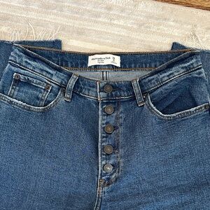 Abercrombie & Fitch Dark Blue Button-Fly Mom High Rise Jean